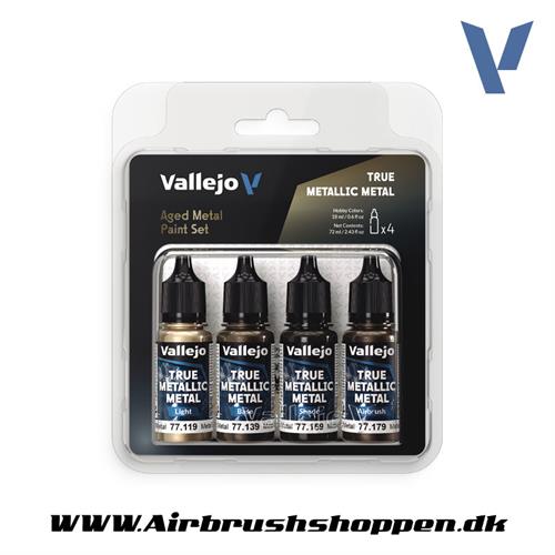 77.258 Aged Metal Paint Set 4x18ml - True Metallic Metal